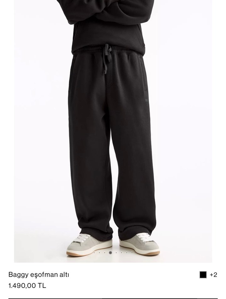 Siyah Baggy Erkek Eşofman Altı - Görsel 4