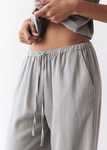 Pullandbear jogger yumuşak keten pantolon - Görsel 2