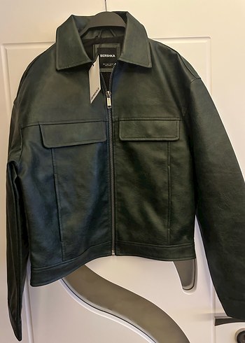 Bershka yeşil erkek suni deri ceket - Görsel 8
