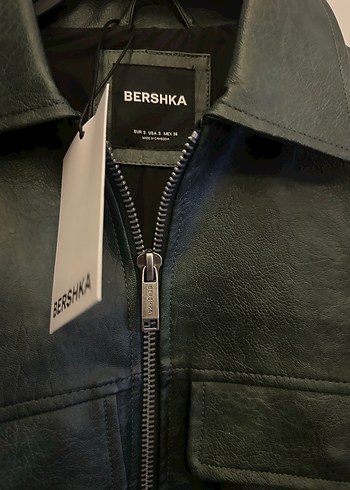 Bershka yeşil erkek suni deri ceket - Görsel 10
