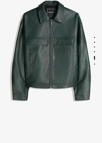Bershka yeşil erkek suni deri ceket - Görsel 5