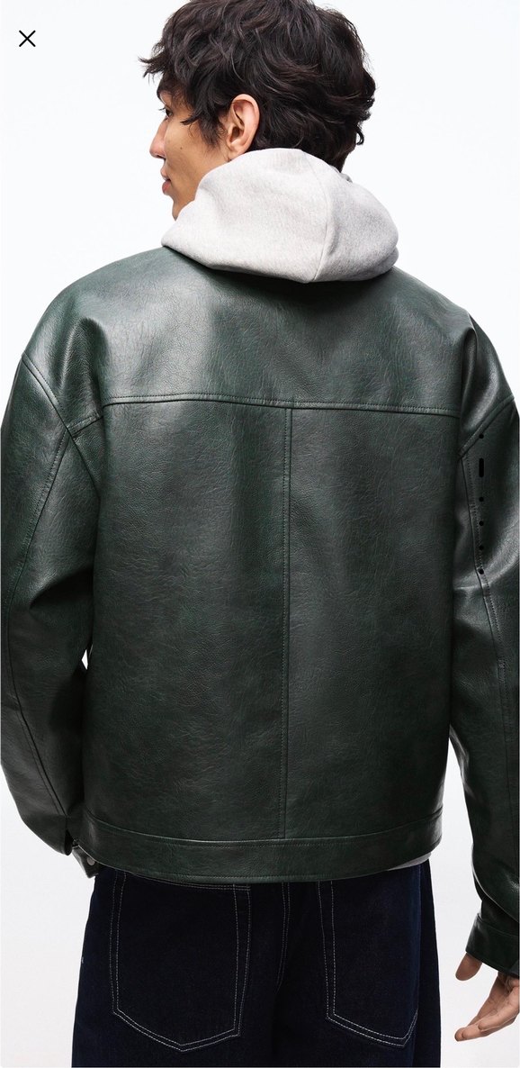 Bershka yeşil erkek suni deri ceket - Görsel 2
