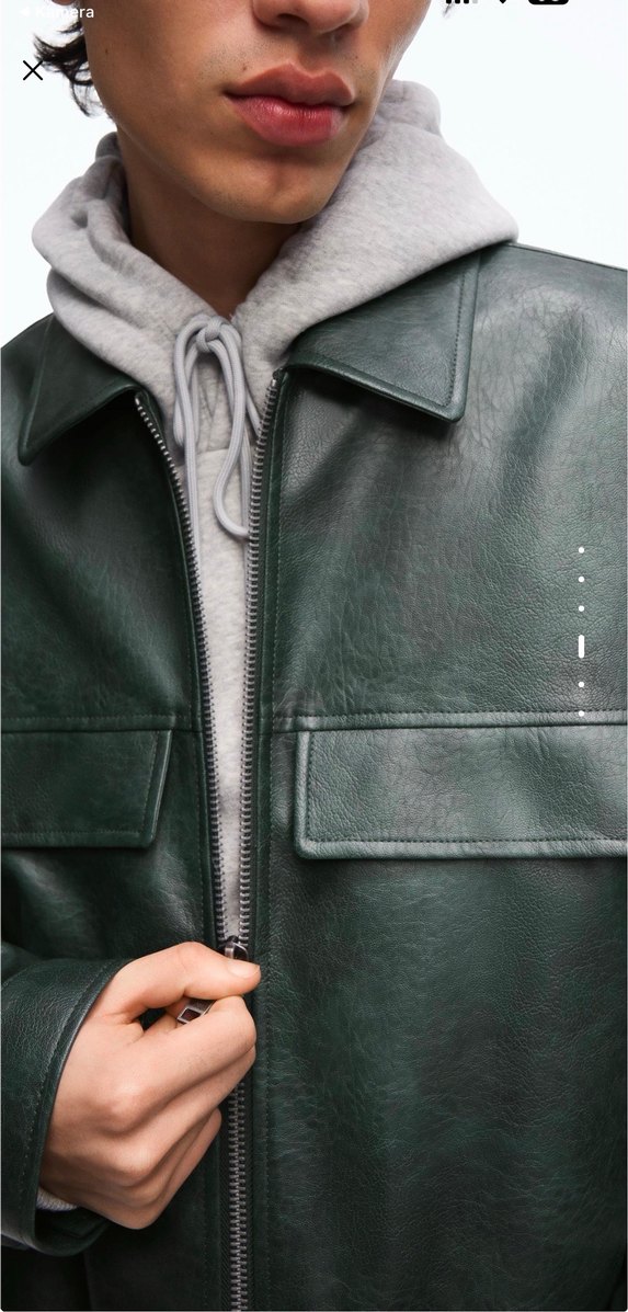 Bershka yeşil erkek suni deri ceket - Görsel 4