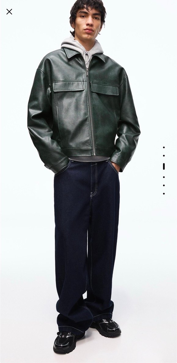 Bershka yeşil erkek suni deri ceket - Görsel 3