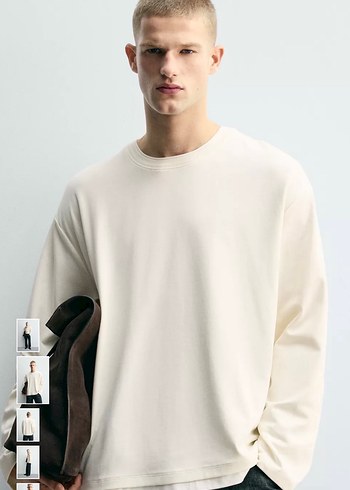 Zara kontrast çift katlı bitişli tshırt - Görsel 8