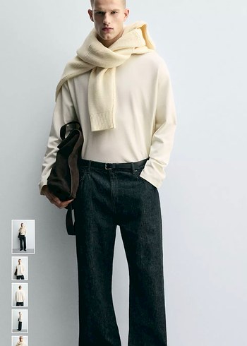 Zara kontrast çift katlı bitişli tshırt - Görsel 7