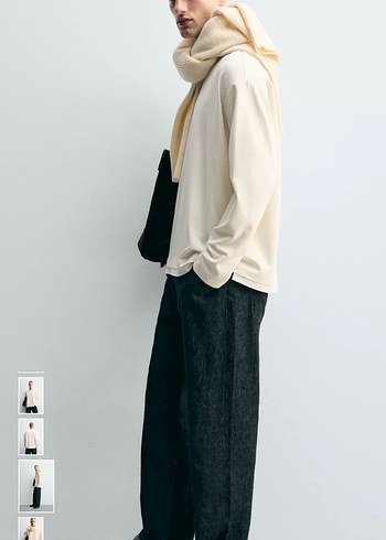 Zara kontrast çift katlı bitişli tshırt - Görsel 5