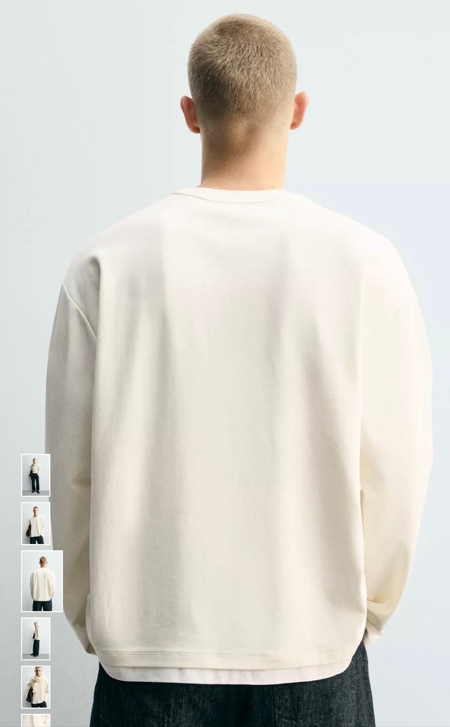 Zara kontrast çift katlı bitişli tshırt - Görsel 4