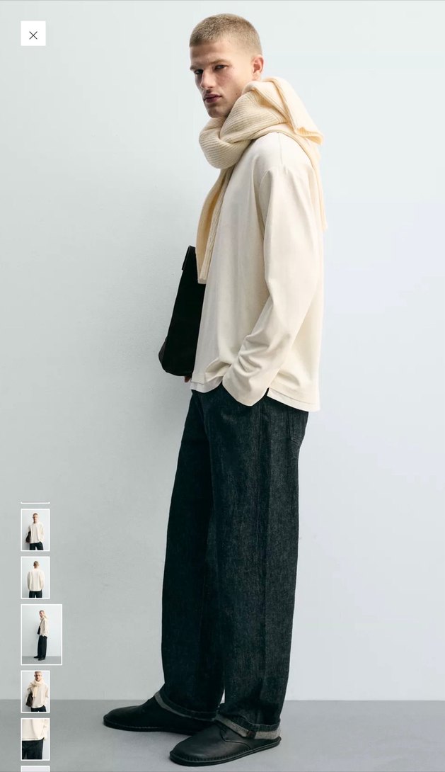 Zara kontrast çift katlı bitişli tshırt - Görsel 5