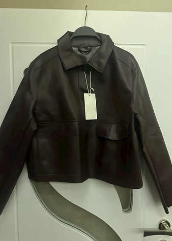 Düğmeli Kahverengi Kadın Deri Ceket - Görsel 5