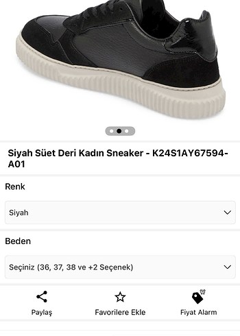 38 Beden Siyah Süet Deri Kadın Sneaker