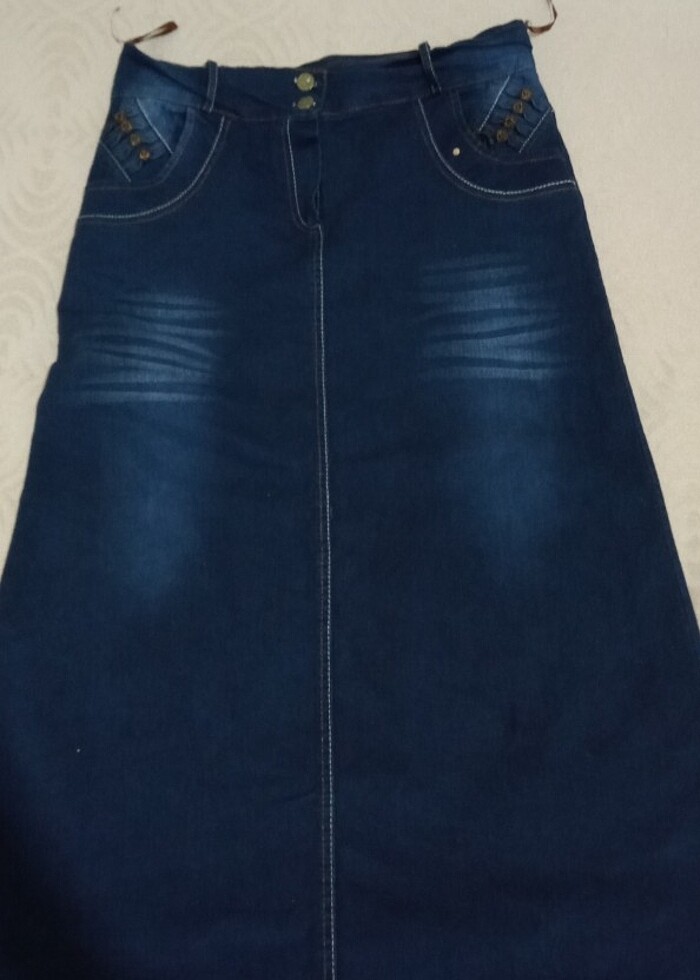 Kadın mavi renk kot etek - Görsel 3