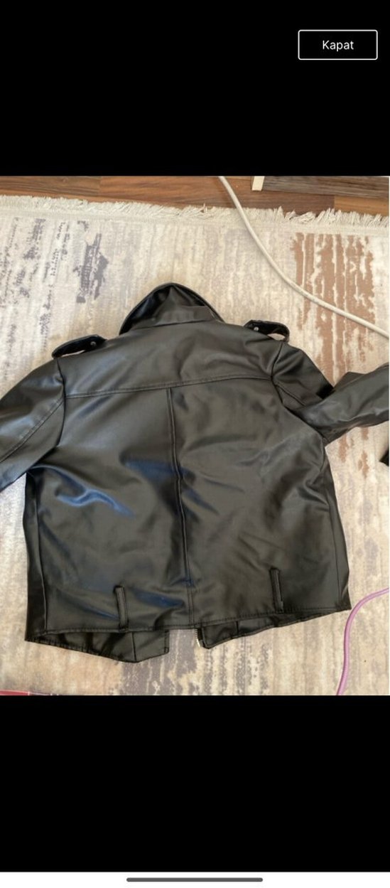 kemerli deri ceket - Görsel 2