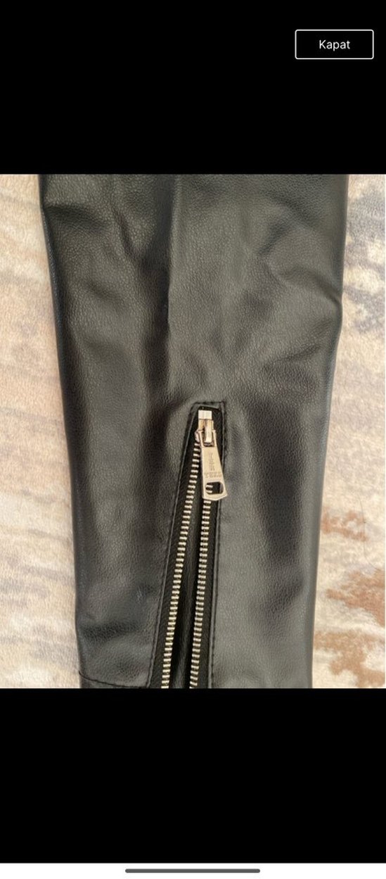 kemerli deri ceket - Görsel 3