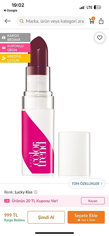  Beden bordo Renk Avon ruj