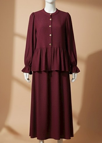 Bordo Düğmeli hamile Bluzu