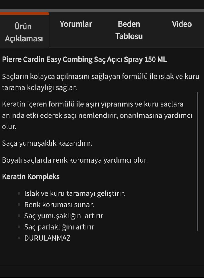 Pierre Cardin Easy Combing Saç Açıcı Spray 150 ML - Görsel 2