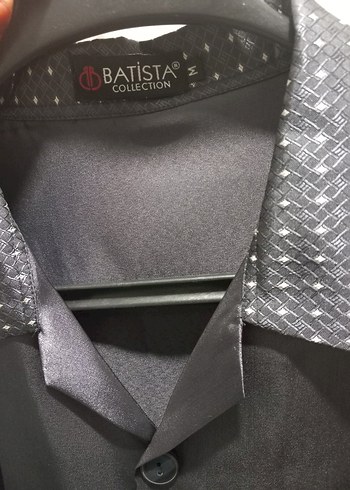 Düğmeli Siyah Parlak Erkek Pijama Üstü - Görsel 3