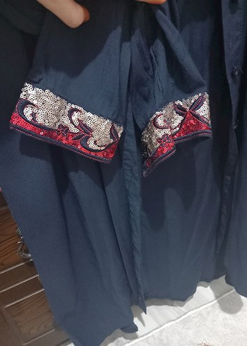 Kadın Lacivert Uzun Salaş Sabahlık - Görsel 4