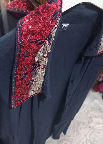 Kadın Lacivert Uzun Salaş Sabahlık - Görsel 2