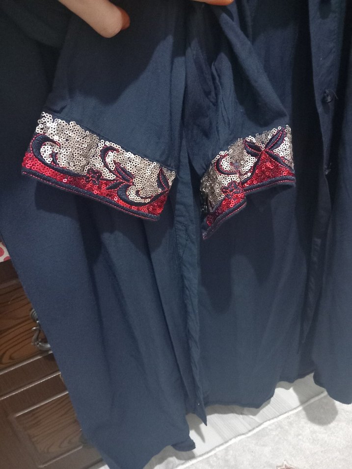 Kadın Lacivert Uzun Salaş Sabahlık - Görsel 4