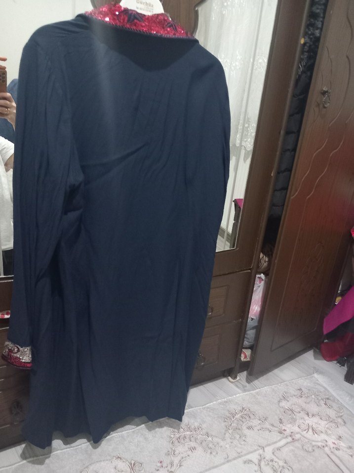 Kadın Lacivert Uzun Salaş Sabahlık - Görsel 3