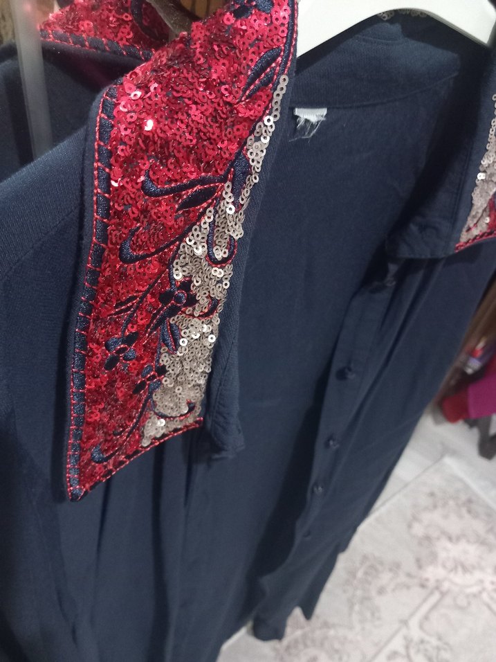 Kadın Lacivert Uzun Salaş Sabahlık - Görsel 2