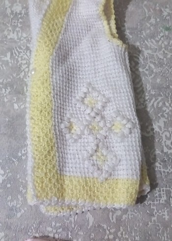 Kız Çocuk Sarı Beyaz Nakışlı Örgü Süveter - Görsel 4