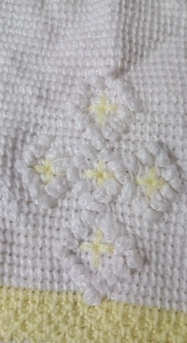 Kız Çocuk Sarı Beyaz Nakışlı Örgü Süveter - Görsel 3