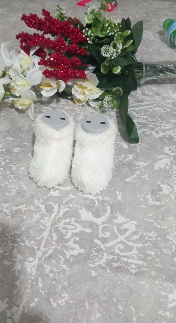 Kız Çocuk Beyaz Örgü Sıcak Terlik - Görsel 2