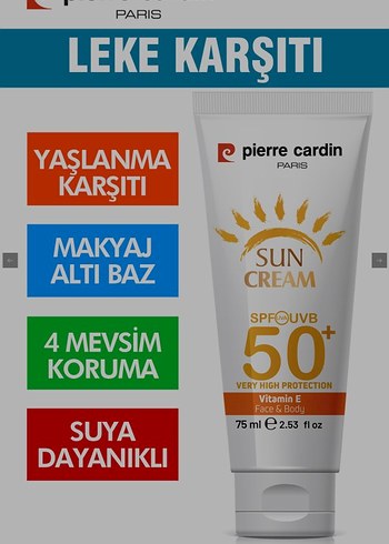 Pierre Cardin SPF 50+ Güneş Kremi 75 ml - Görsel 2