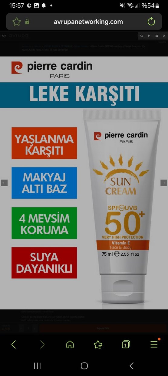 Pierre Cardin SPF 50+ Güneş Kremi 75 ml - Görsel 2