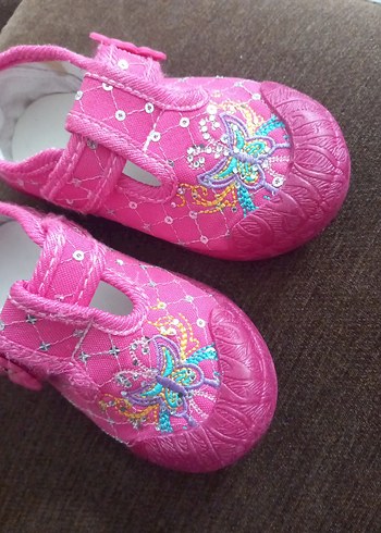 Renkli Nakışlı Pembe Kız Bebek İlk Adım Ayakkabısı - Görsel 3