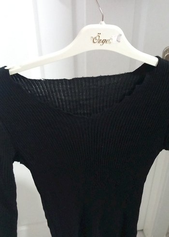 Siyah Fitilli Triko Kadın Kazak - Görsel 2