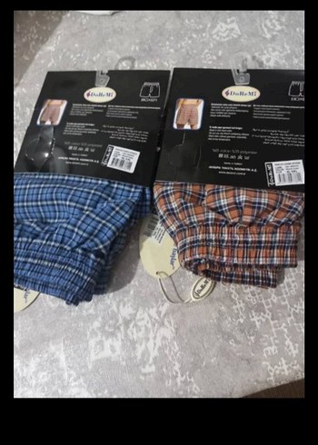 xl Beden Doremi Gri Mavi Kareli Erkek Mini Boxer