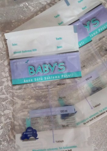 Mavi Pastel Anne Sütü Saklama Poşeti 3 lu