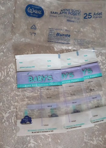 Mavi Pastel Anne Sütü Saklama Poşeti 3 lu