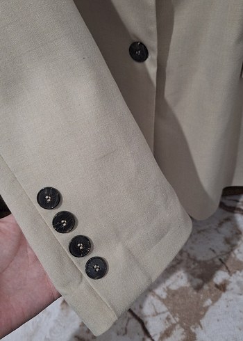 Bej Kadın Keten Blazer Ceket - Görsel 5