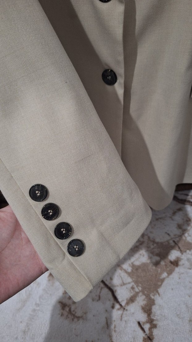 Bej Kadın Keten Blazer Ceket - Görsel 5