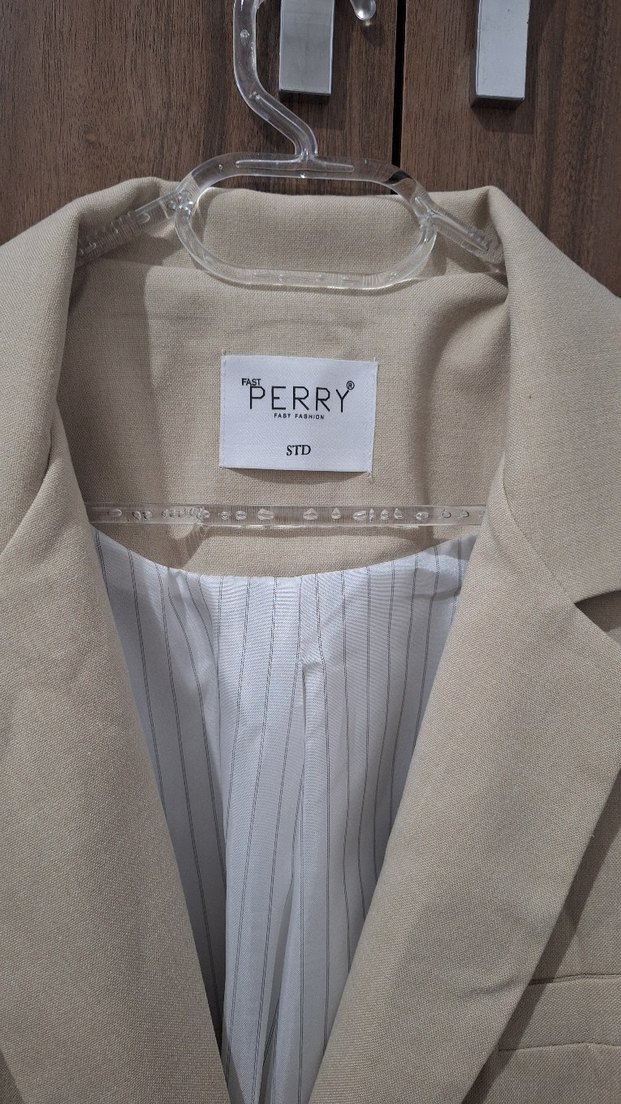 Bej Kadın Keten Blazer Ceket - Görsel 2