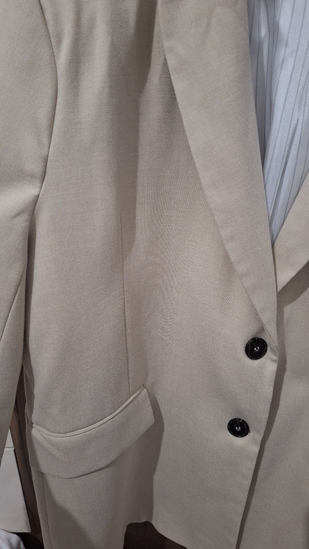 Bej Kadın Keten Blazer Ceket - Görsel 3