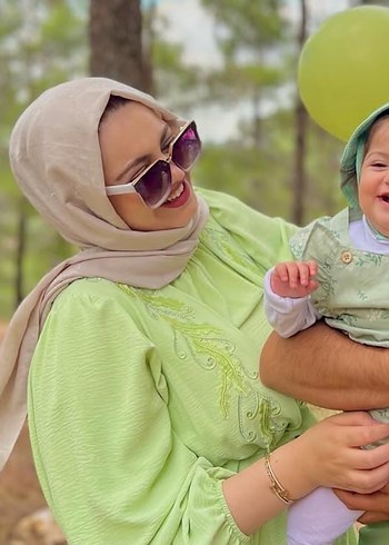 universal Beden Nakışlı Uzun Yeşil Bohem Tunik