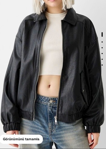 Bershka Bershka Siyah Dad fit Deri Ceket