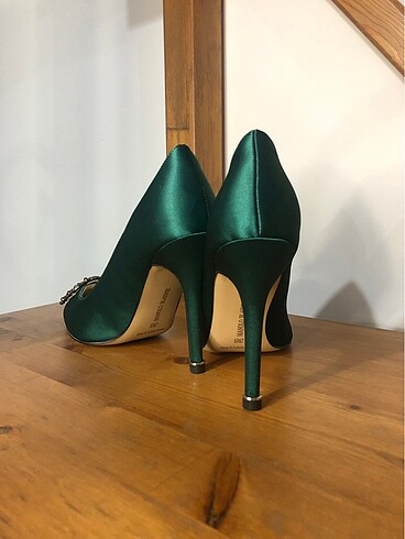 39 Beden yeşil Renk Manolo Blahnik Taş Detaylı Stiletto
