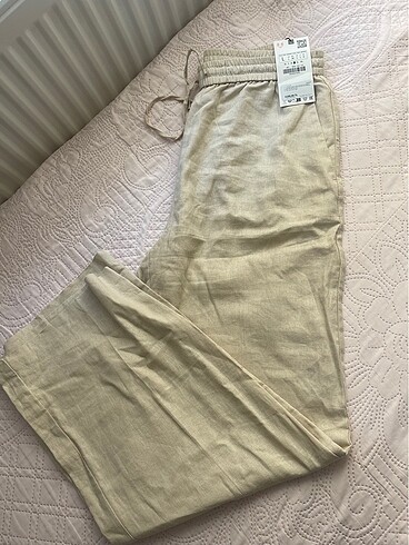 ZARA L BEDEN KETEN PANTOLON