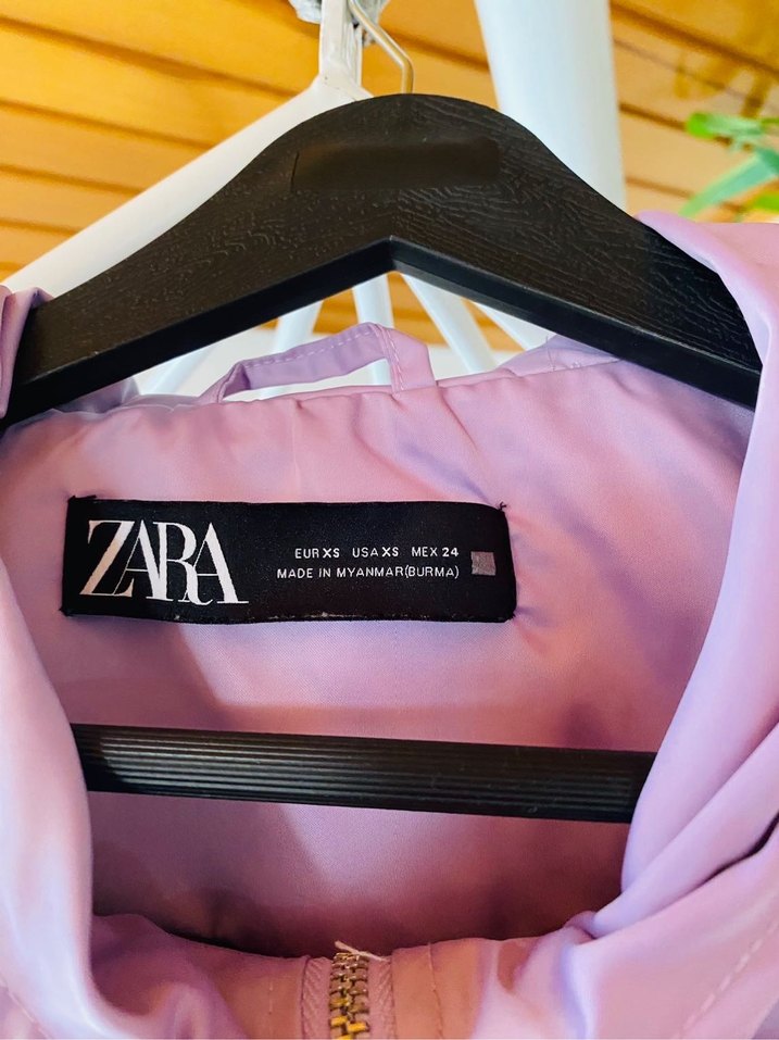 Zara Kadın Mor Rahat Kesim Fermuarlı Ceket - Görsel 4