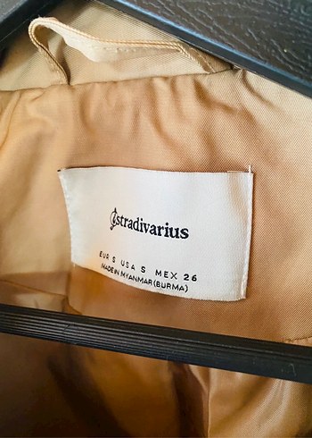 Stradivarius Düğmeli Bej Midi Trençkot - Görsel 4