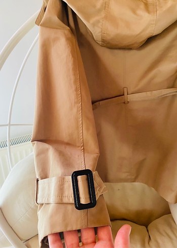 Stradivarius Düğmeli Bej Midi Trençkot - Görsel 3