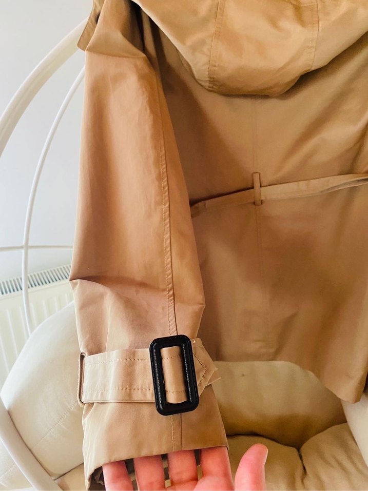 Stradivarius Düğmeli Bej Midi Trençkot - Görsel 3