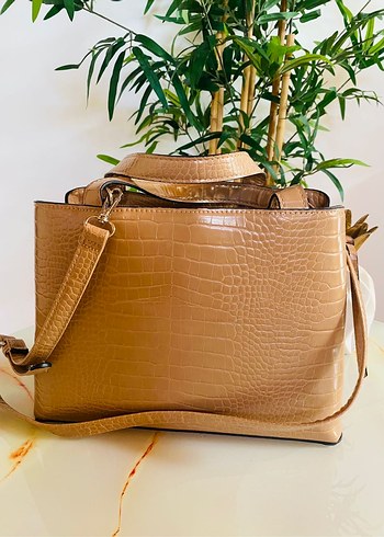 Stradivarius Bej Yılan Desenli Deri Kadın Çanta - Görsel 5